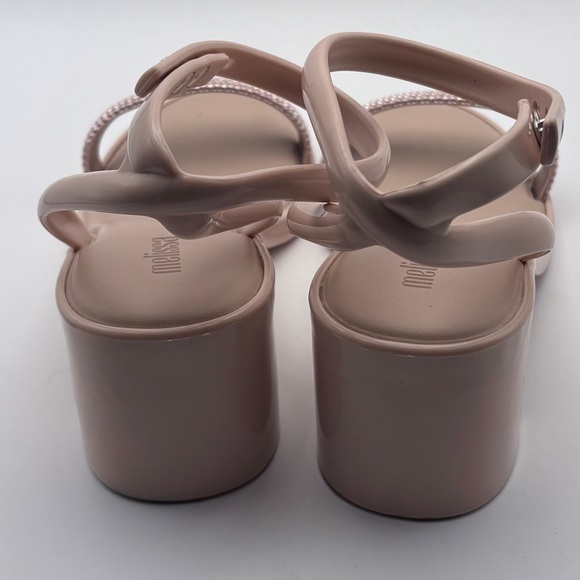 Melissa Shiny Ankle Strap Sandals size US 7 pink beige low block heel rhinestone - Picture 6 of 9